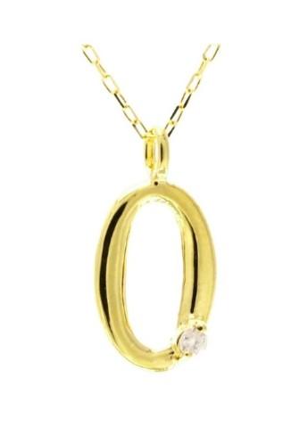 贅沢な18金ゴールド! 貴女だけのラッキーナンバー! 天然ダイヤモンド 1P ナンバーネックレス 選べる3カラー 【No.0 /K18YG】 イエローゴールド