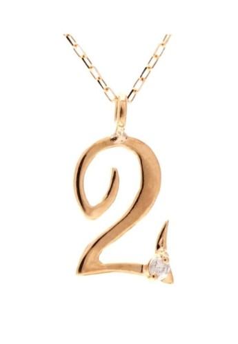 贅沢な18金ゴールド! 貴女だけのラッキーナンバー! 天然ダイヤモンド 1P ナンバーネックレス 選べる3カラー 【No.2 /K18PG】 ピンクゴールド