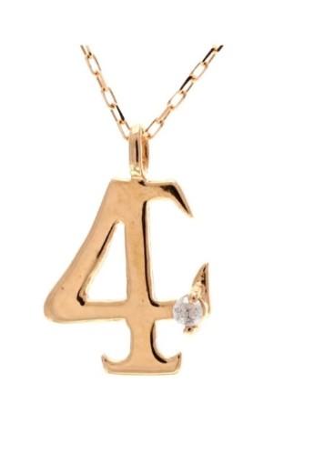 贅沢な18金ゴールド! 貴女だけのラッキーナンバー! 天然ダイヤモンド 1P ナンバーネックレス 選べる3カラー 【No.4 /K18PG】 ピンクゴールド