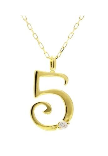 贅沢な18金ゴールド! 貴女だけのラッキーナンバー! 天然ダイヤモンド 1P ナンバーネックレス 選べる3カラー 【No.5 /K18YG】 イエローゴールド