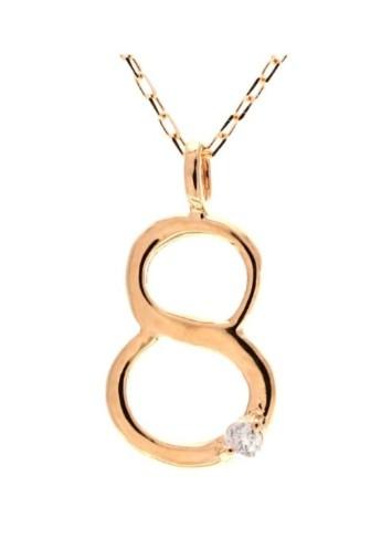 贅沢な18金ゴールド! 貴女だけのラッキーナンバー! 天然ダイヤモンド 1P ナンバーネックレス 選べる3カラー 【No.8 /K18PG】 ピンクゴールド