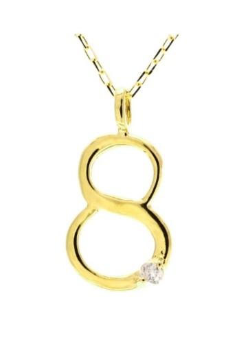 贅沢な18金ゴールド! 貴女だけのラッキーナンバー! 天然ダイヤモンド 1P ナンバーネックレス 選べる3カラー 【No.8 /K18YG】 イエローゴールド