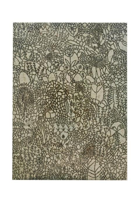 【風能奈々】数珠つなぎの花 (acrylic on panel) 45.5 X 33.3 cm - #1