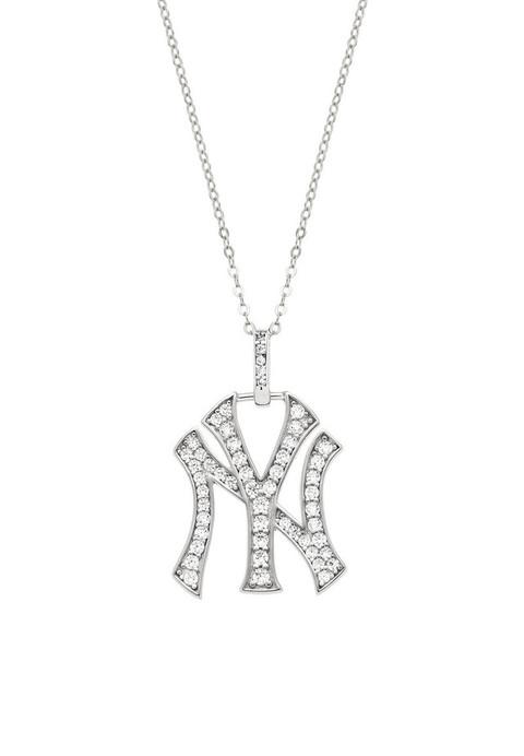 NY Yankees Large Iced Out Pendant Necklace シルバー - #1